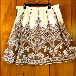Metro Style A Line Skirt - Women’s - Beige & Brown - 20